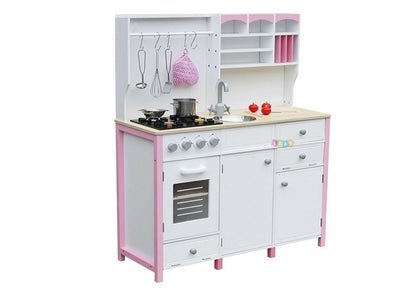 Cozinha madeira infantil rosa branco Paula