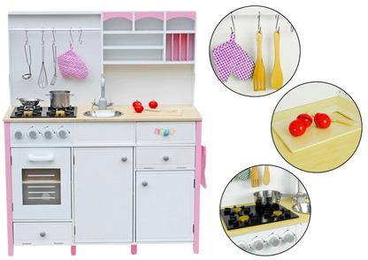 Cozinha madeira infantil rosa branco Paula