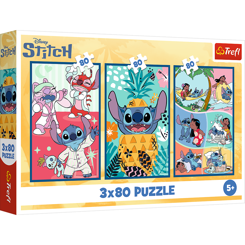 Puzzle 3x80 Mundo Stitch Trefl 34885