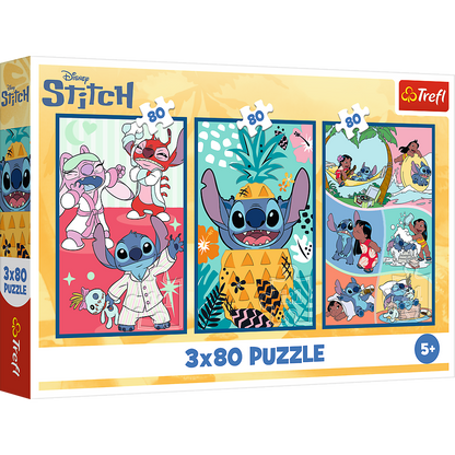 Puzzle 3x80 Mundo Stitch Trefl 34885