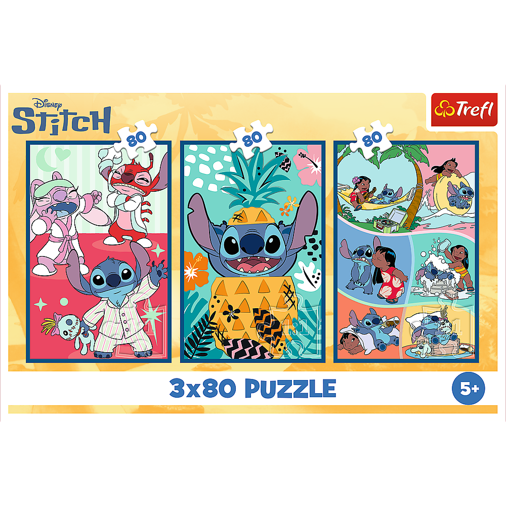 Puzzle 3x80 Mundo Stitch Trefl 34885