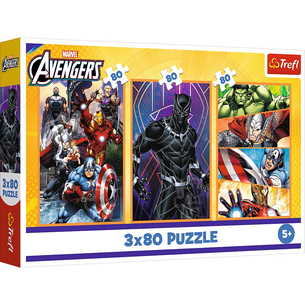 Puzzle 3x80 Avengers Ação Trefl 34883