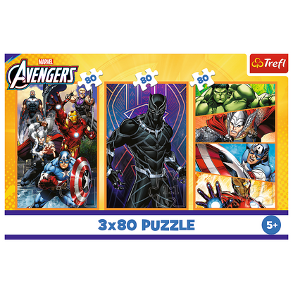 Puzzle 3x80 Avengers Ação Trefl 34883