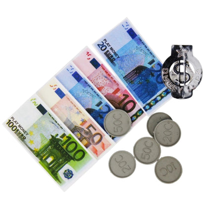Conjunto Dinheiro Brinquedo Euro Notas Moedas