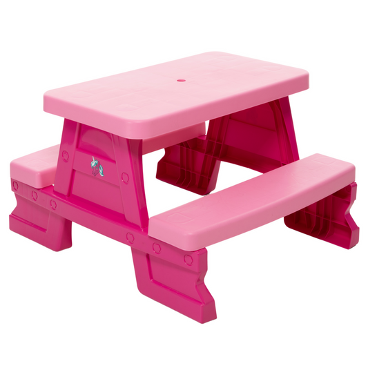 Conjunto Mesa e Bancos Jardim Criança Rosa Dorex