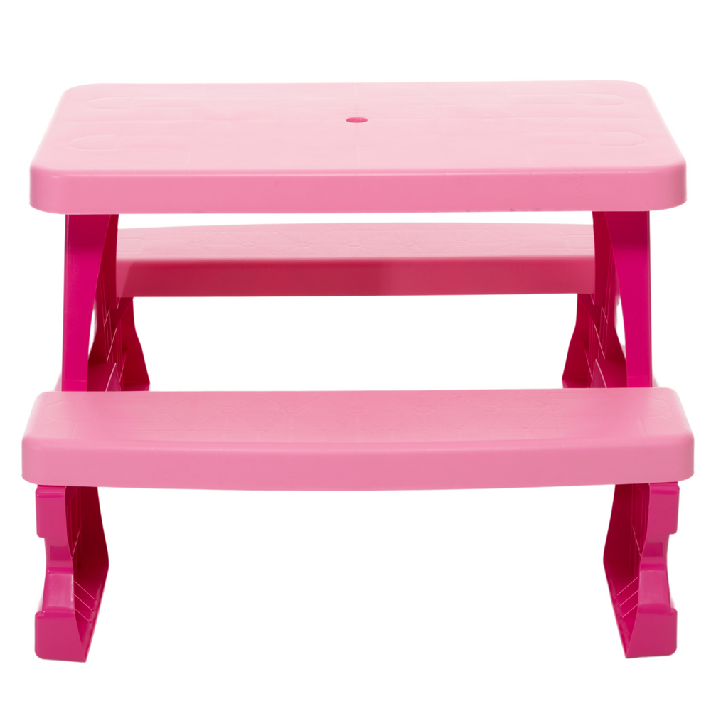 Conjunto Mesa e Bancos Jardim Criança Rosa Dorex