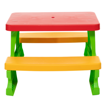 Conjunto Mesa e Bancos Jardim Criança Verde Dorex