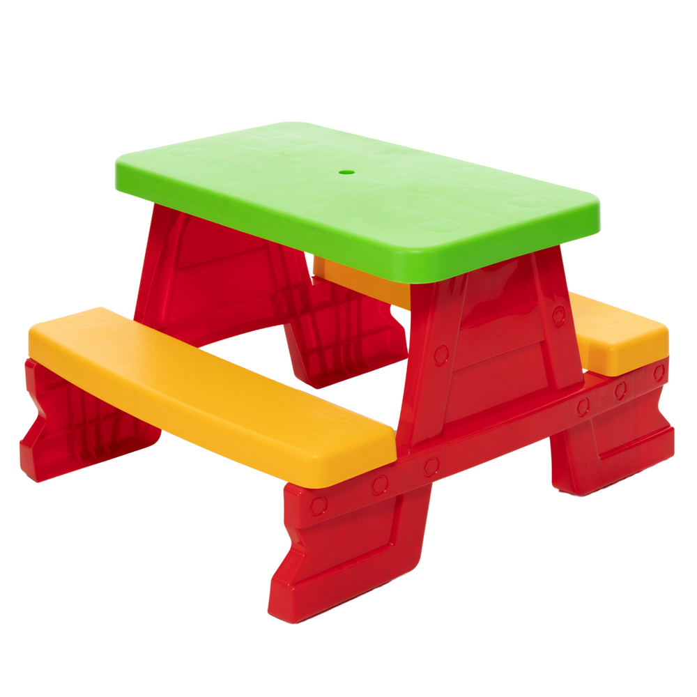Conjunto Mesa e Bancos Jardim Criança Vermelho Dorex