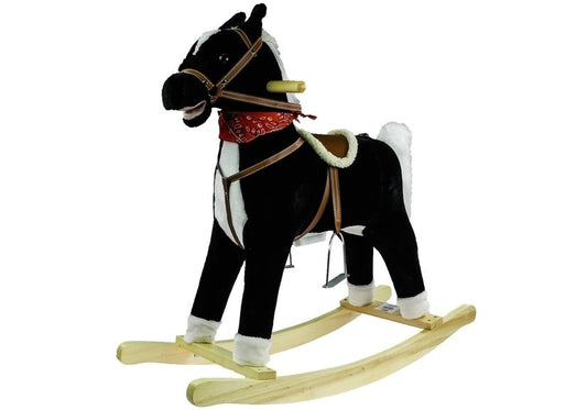 Cavalo de baloiço 74 cm preto e branco