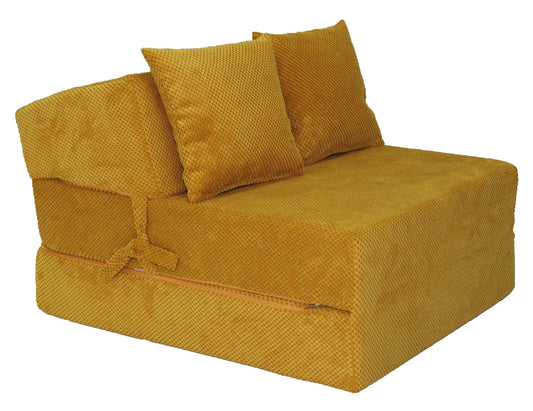 Colchão dobrável 200x70x15 cm veludo padrão ocre