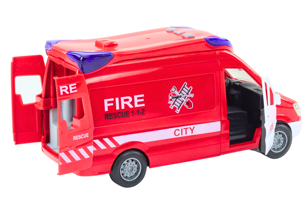 Camião bombeiros vermelho com luz som e portas funcionais