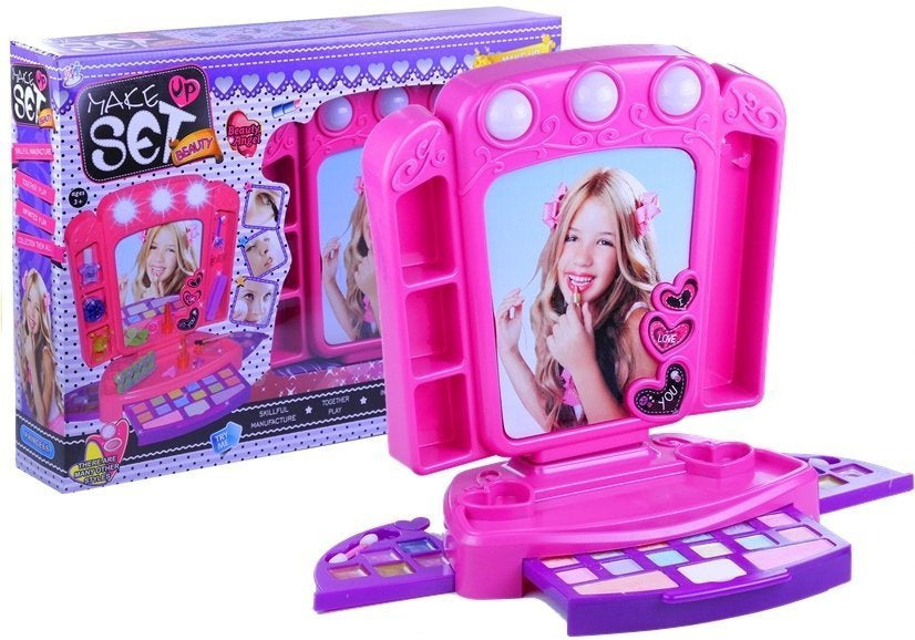 Toucador com acessórios e luz rosa