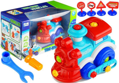 Comboio desmontável com ferramentas e figuras