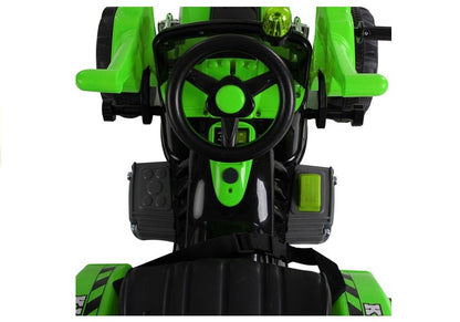 Trator elétrico infantil com pá escavadora verde