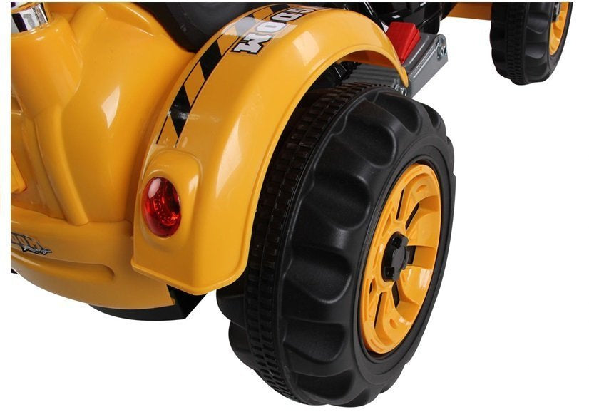 Trator elétrico infantil com pá escavadora laranja
