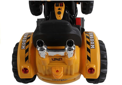Trator elétrico infantil com pá escavadora laranja