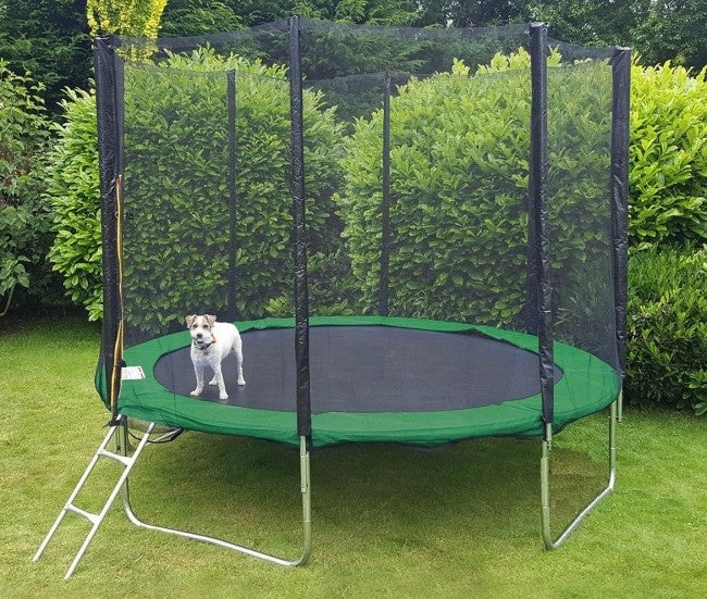 Trampolim Ø366 cm com rede e escada até 150 kg verde