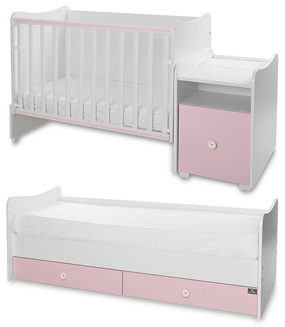 Cama convertivel + móvel Lorelli Trend Plus White / Orchid Pink