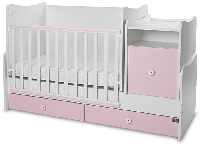 Cama convertivel + móvel Lorelli Trend Plus White / Orchid Pink