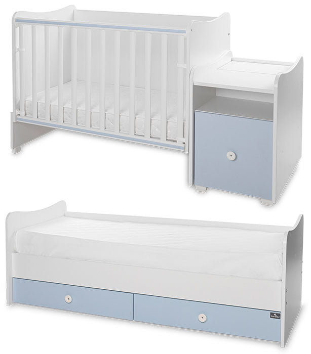 Cama convertivel + móvel Lorelli Trend Plus White / Baby Blue