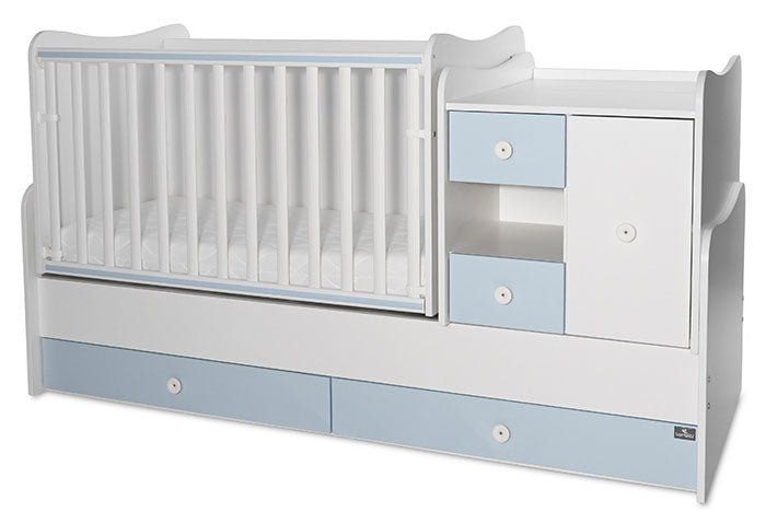 Cama convertivel + móvel Lorelli Mini Max White / Baby Blue