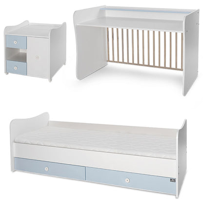 Cama convertivel + móvel Lorelli Mini Max White / Baby Blue