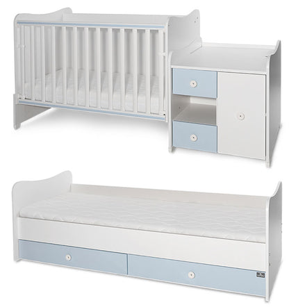 Cama convertivel + móvel Lorelli Mini Max White / Baby Blue