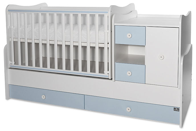 Cama convertivel + móvel Lorelli Mini Max White / Baby Blue