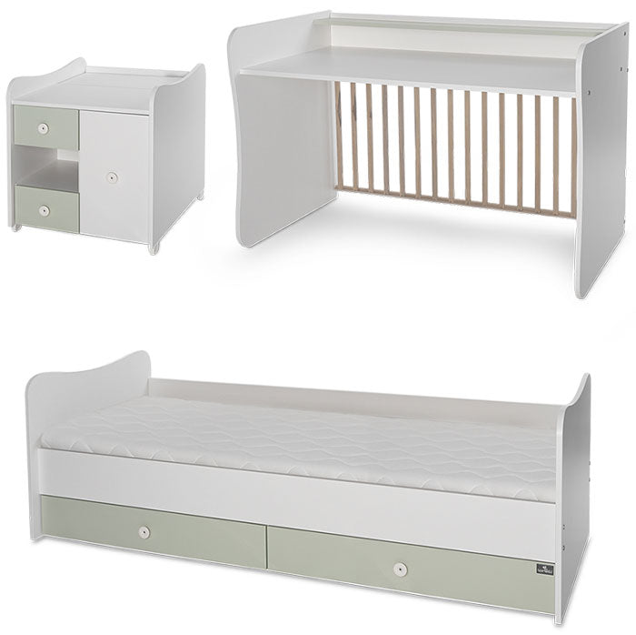 Cama convertivel + móvel Lorelli Mini Max White / Milky Green