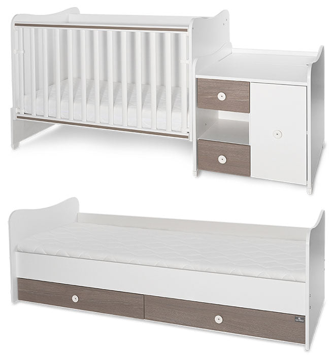 Cama convertivel + móvel Lorelli Mini Max White / Coffee