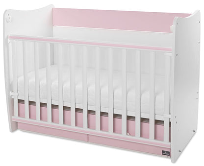 Cama de grades com 2 gavetas Lorelli Matrix White / Orchid Pink