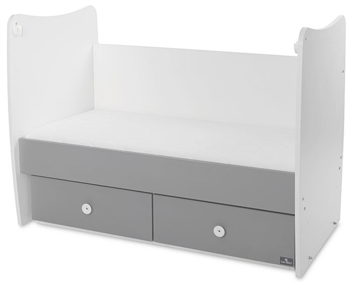 Cama de grades com 2 gavetas Lorelli Matrix White / Stone Grey