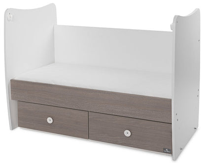 Cama de grades com 2 gavetas Lorelli Matrix White / Coffee