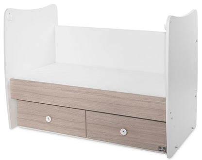 Cama de grades com 2 gavetas Lorelli Matrix White / Amber