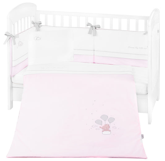 Conjunto jogo de cama bordado 6pçs 60x120cm Kikka Boo Dream Big Rosa