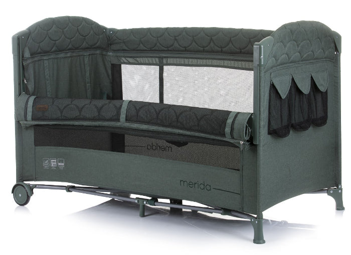 Cama de viagem 2 níveis com lateral rebatível Chipolino Merida Aloe