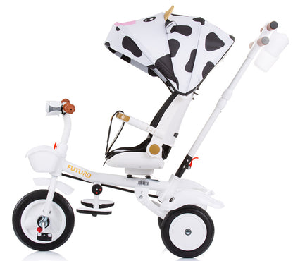 Triciclo com capota e assento 360º Chipolino Futuro Cow