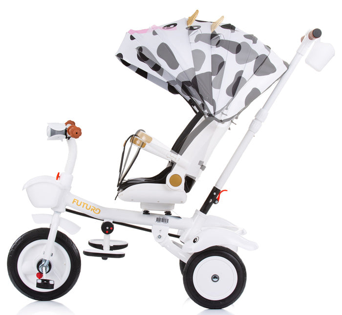 Triciclo com capota e assento 360º Chipolino Futuro Cow