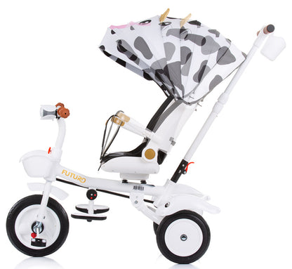 Triciclo com capota e assento 360º Chipolino Futuro Cow