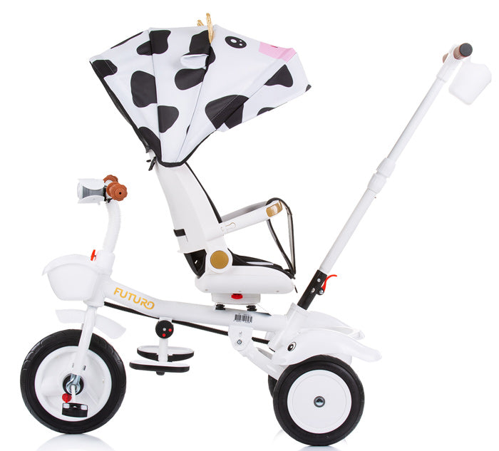 Triciclo com capota e assento 360º Chipolino Futuro Cow