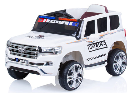 Carro elétrico com banco de couro Chipolino Suv Police Patrol White