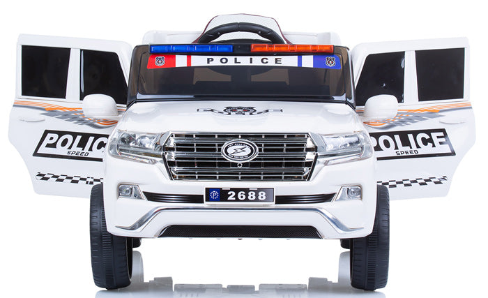 Carro elétrico com banco de couro Chipolino Suv Police Patrol White