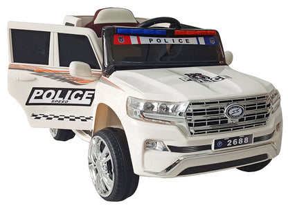 Carro elétrico com banco de couro Chipolino Suv Police Patrol White