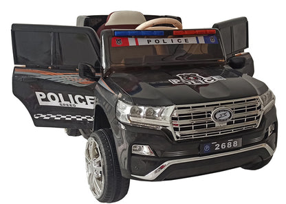 Carro elétrico com banco de couro Chipolino Suv Police Patrol Black