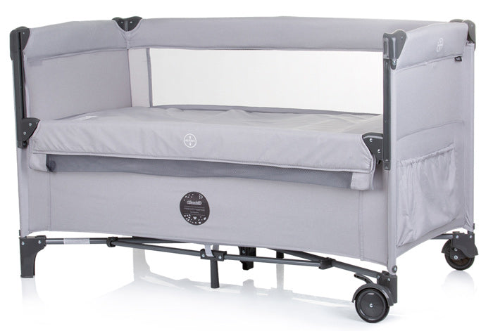 Cama de viagem 2 níveis com lateral rebatível Chipolino Relax Ash Grey