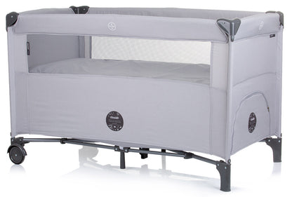 Cama de viagem 2 níveis com lateral rebatível Chipolino Relax Ash Grey