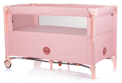 Cama de viagem 2 níveis com lateral rebatível Chipolino Relax Flamingo