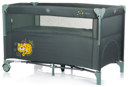 Cama de viagem 2 níveis com lateral rebatível Chipolino Relax Pastel Green