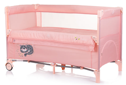 Cama de viagem 2 níveis com lateral rebatível Chipolino Relax Flamingo Tiger