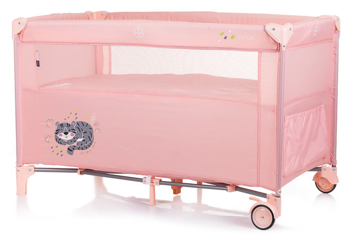 Cama de viagem 2 níveis com lateral rebatível Chipolino Relax Flamingo Tiger